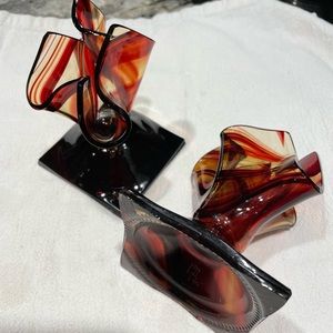 Candle stick holders. Handcrafted glass infused